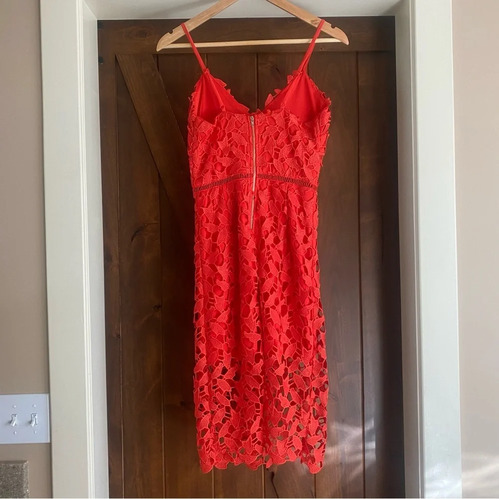 Love Ady Navy Lace Overlay Midi Dress XSmall VNeck Dress Preppy Party Retro Red - Picture 4 of 6